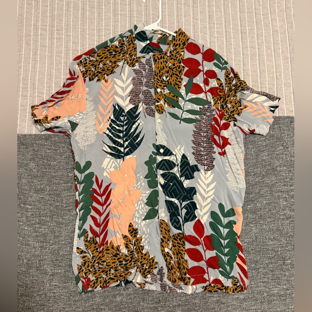 Zara Multicolor Leaf Print Resort Shirt